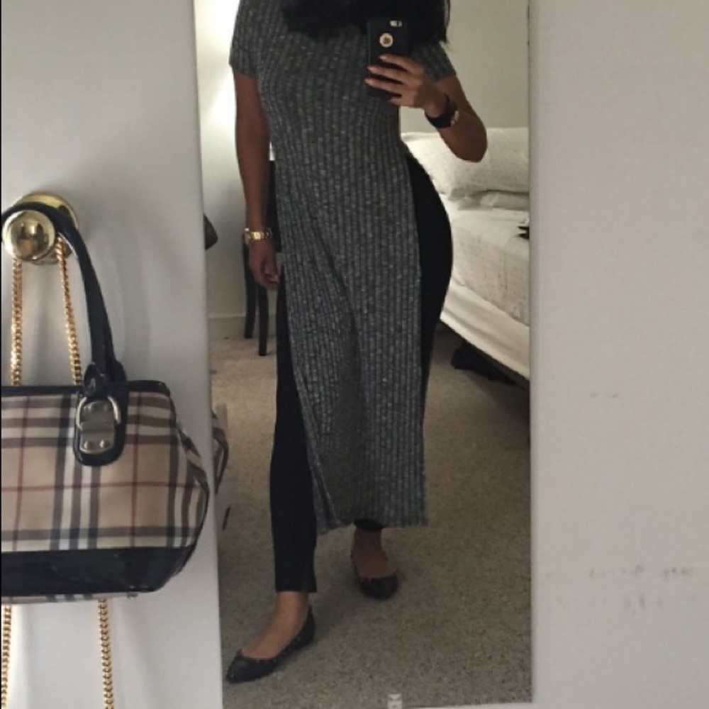 heather grey long shirt.